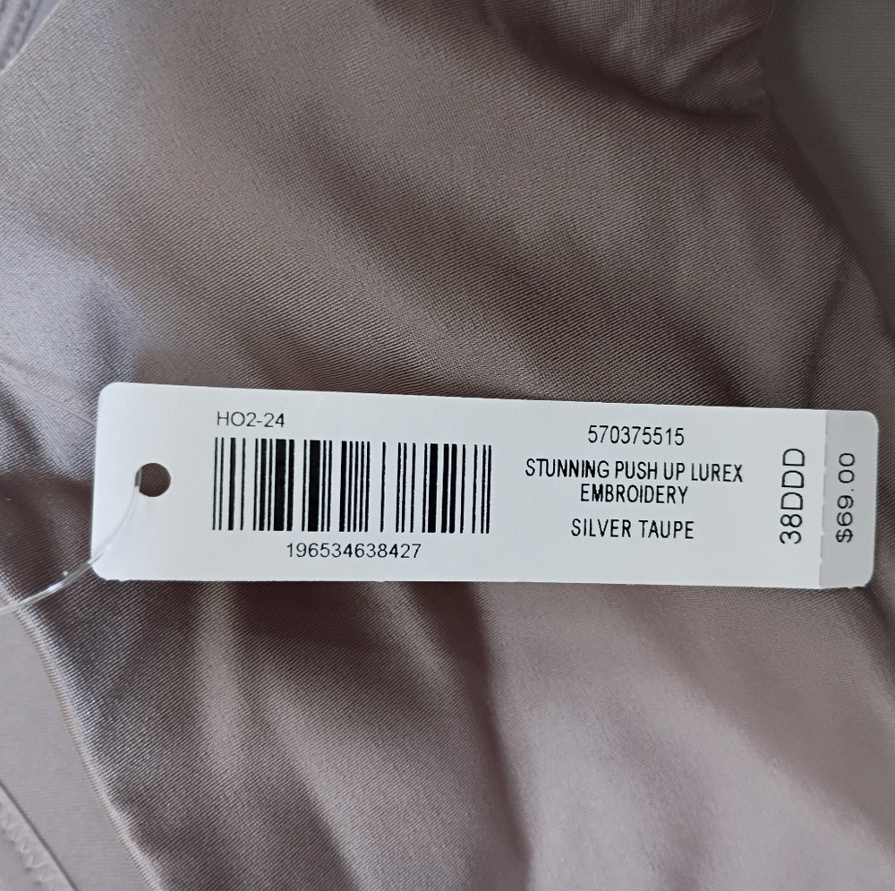 Soma Stunning Push Up Lurex Embroidery Silver Taupe Bra - Picture 5 of 6